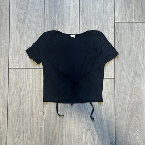 Aritzia Wilfred Free Tie Front Ribbed Crop Top